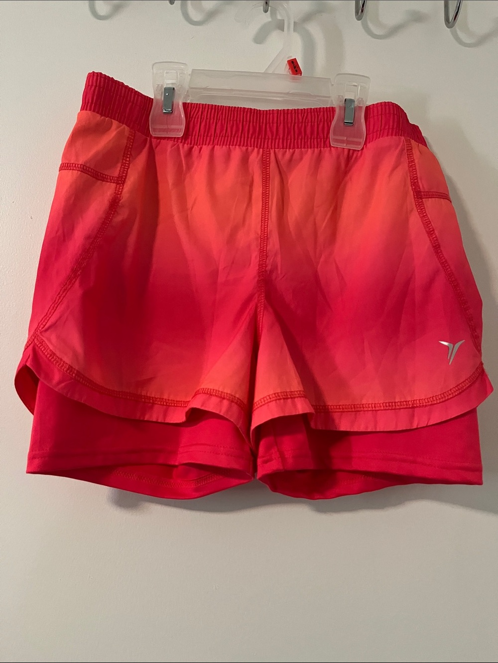 Active USA Women's Pink to Coral Ombre Athletic Shorts